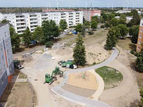 Baufortschritt August 2020 Neue Mitte in Rackwitz