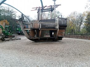 ZOO Halle - Bergterrassen - Holzschiff Abriss